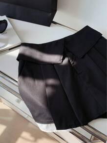 Comfortcana Ladies' Solid Color Waist Folded Pleated Skirt