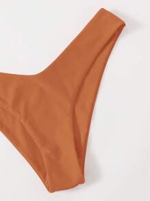 SHEIN Swim 實心游泳衣比基尼下著，夏季沙灘泳衣 - 珊瑚橙 - 查看 4