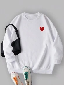 INAWLY Plus Size Heart Embroidery Drop-Shoulder Sweatshirt Graduation,Back To School Outfits,Graduation,Teacher Outfits For Women,Back To School Pullover Fall Outfit - Multicolor - View 6