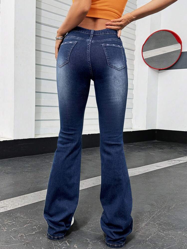 Washed & Ripped Flared Jeans