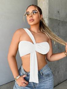 SHEIN SXY Top Corto Y Retorcido De Color Sólido Para Mujer - Blanco - Ver 1