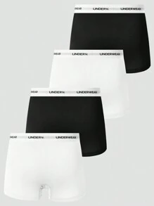 Pantalones Cortos Planos Para Hombres Con Banda Elástica De Jacquard Con Letra, 4 Piezas Por Paquete - Multicolor - Ver 2