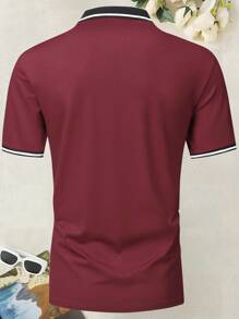 新款夏季男士短袖polo衫,兔子和骷髏印花,復古運動休閒多用途薄款上衣,適用於戶外活動 - 酒紅色 - 查看 2