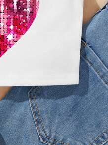 SHEIN Young Girl Casual Sleeveless Heart Pattern Top, Round Neck For Summer