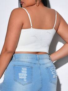 SHEIN SXY 大尺碼女士純色短款背心 - 米色 - 查看 2