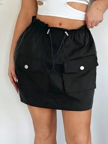 SHEIN SXY 3pcs Utility Style Skirt With Drawstring Waist & Pockets