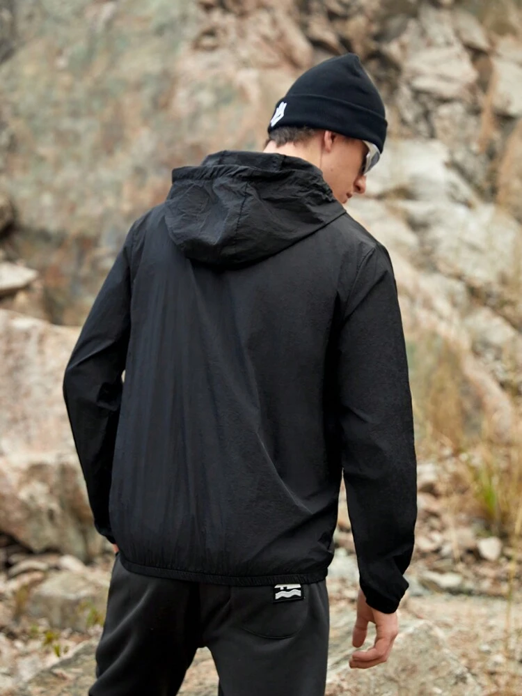 Men's Hooded Outdoor Casual Jacket With Letter Print