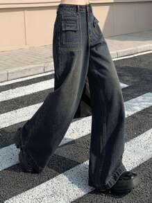 DAZY Pantalones vaqueros anchos para mujer, jeans holgados