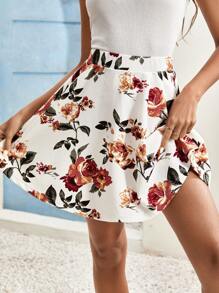 SHEIN Frenchy Floral Printed Mini Skirt Summer Pattern Printed Skort With Built-In Shorts Cottagecore, White Skirt, Wedding Season