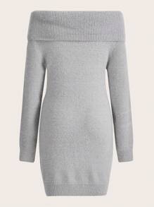 Chiquease 女款露肩毛衣連身裙 - 灰色 - 查看 2