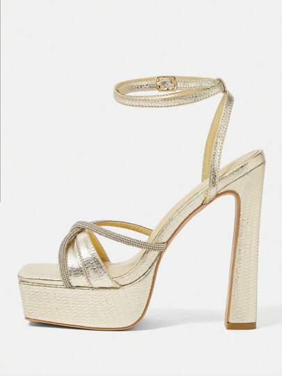 CUCCOO LuxiPop Women's Sexy Fashion Thick Heel Waterproof Platform High Heel Sandals, Suitable For Halloween, Christmas, Party, Nightclub Outfit