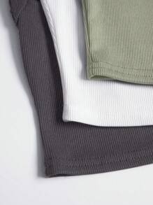 Sweetra 夏季純色方領褶皺坦克上衣 - 軍綠色 - 查看 6