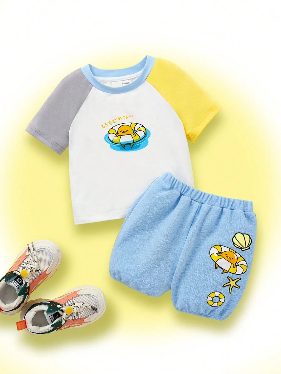Gudetama X SHEIN Conjunto De Gráfico De Desenhos Animados Coloridos Para Bebê Menino