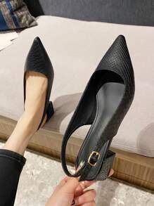 2025年秋季3厘米粗跟时尚裂纹皮革凉鞋女士情人节款 - 黑色 - 查看 8