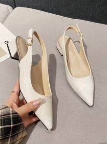 Fashionable Simple Style Gold Cracking Pattern Chunky-Heeled Sandals For Women, Comfortable 3cm Heel Height Valentines - Apricot - View 6