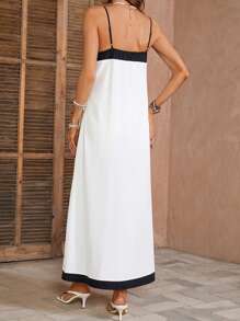 Breezaya Vestido De Tirantes Con Bloque De Color - Blanco - Ver 2