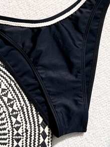 SHEIN Swim 女士露背分体比基尼套装夏季海滩 - 黑色 - 查看 8