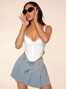 SHEIN BAE 白色蕾丝吊带背心，女士白色文胸，女士文胸，秋季/秋季