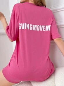 Của phụ nữ Hoa hồng đỏ Phong cách In Bộ đồ ngủ - Màu Hồng Tươi - Xem 2