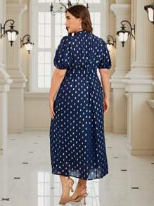 SHEIN Clasi Plus Size Split  Wedding Women Dresses - Blue - View 5
