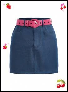 SHEINNeu Quirky Fun Dopamine Summer Skirt Mini Skirt - Blue - View 1