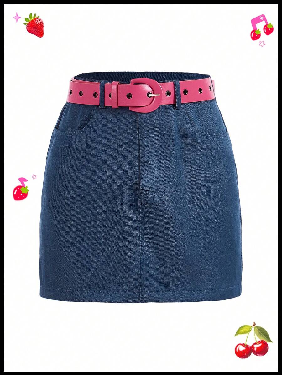 SHEINNeu Quirky Fun Dopamine Summer Skirt Mini Skirt - Blue - View 1