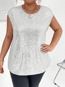 Calvaya Áo thun tay lỡ cỡ lớn cho tiệc mừng năm mới - Bạc - Xem 5