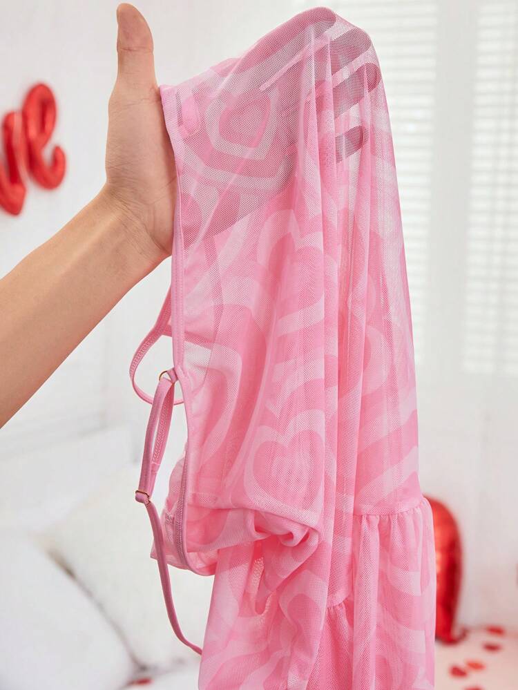 Women'S Mesh Heart Sheer Night Dress