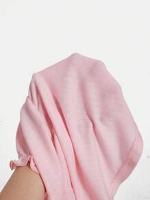 ROMWE Kawaii Áo Babydoll viền thắt nút phía trước, đi học - Hồng - Xem 5