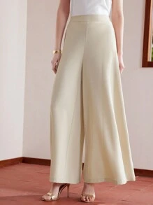 MOTF PREMIUM Pantalones Sólidos De Pierna Ancha - Albaricoque - Ver 7