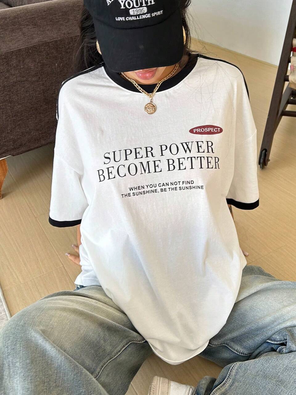 Women's Color Block Drop Shoulder T-Shirt Oversized T-Shirt,Graphic Tees