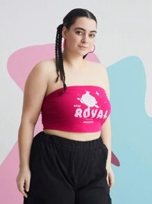 Mr Men Little Miss X SHEIN 加字母圖形短身管上衣