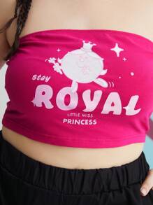 Mr Men Little Miss X SHEIN 加字母圖形短身管上衣