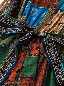 SHEIN LUNE Kích thước lớn Vá lại In Váy Dây - Nhiều màu - Xem 5