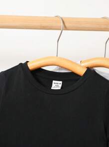 SHEIN Bebis Pojkar Enkel Stickad Mjukt Enfärgad Runda Hals Kort Ärm T-shirts 4 st/set - Multifärgad - Visa 3