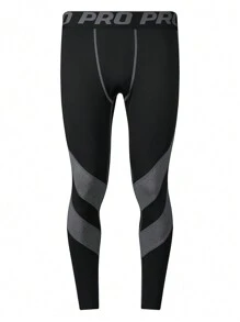 Gym Rark Leggings de sport élastiqués avec bande jacquard de lettres bicolores, style petit ami pour hommes - Noir - Voir 3