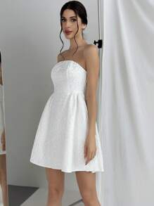 Firerie Women's Strapless Umbrella Dress White Wedding Season Dress For Dating Or Formal Occasions - White - View 6