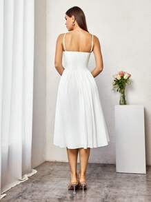 PARTHEA Backless Padded Underwire A-Line Dress - White - View 2