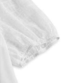 SHEIN Clasi Kích thước lớn Màu thuần Đứng cổ áo Xu hướng: Cắt giảm Áo sơ mi - trắng - Xem 5