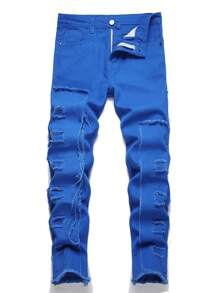 Boys' Fashionable Patchwork Jeans - Blue - View 1