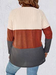 SHEIN LUNE Áo thun tay Raglan phối màu cỡ lớn có nút và họa tiết bất đối xứng dành cho nữ - Nhiều màu - Xem 2