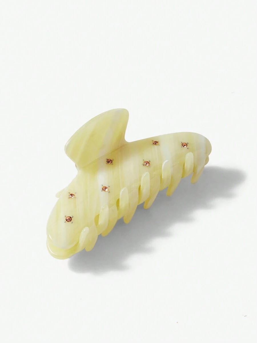 MOTF PREMIUM ACETIC ACID YELLOW MINI CLAW CLIP WITH INLAID GEMS HAIR CLAWS HAIR CLIPS HAIR JAW CLIP HAIR CLAMPS HAIR CLUTCH HAIR CATCHER CLIP - Yellow - View 2