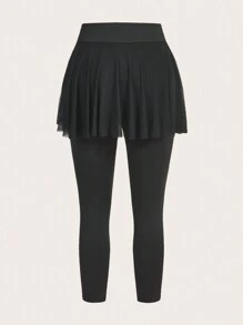 SHEIN Essnce 2 In 1 Cropped Leggings - Black - View 8