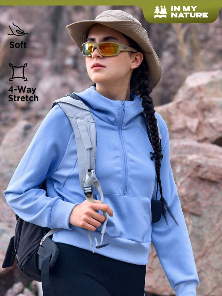 Women's Solid Color Zipper Front Hooded Outdoor Jacket