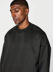 SUMWON Regular Fit Crew Neck Sweatshirt With Side Pockets - Black - View 6