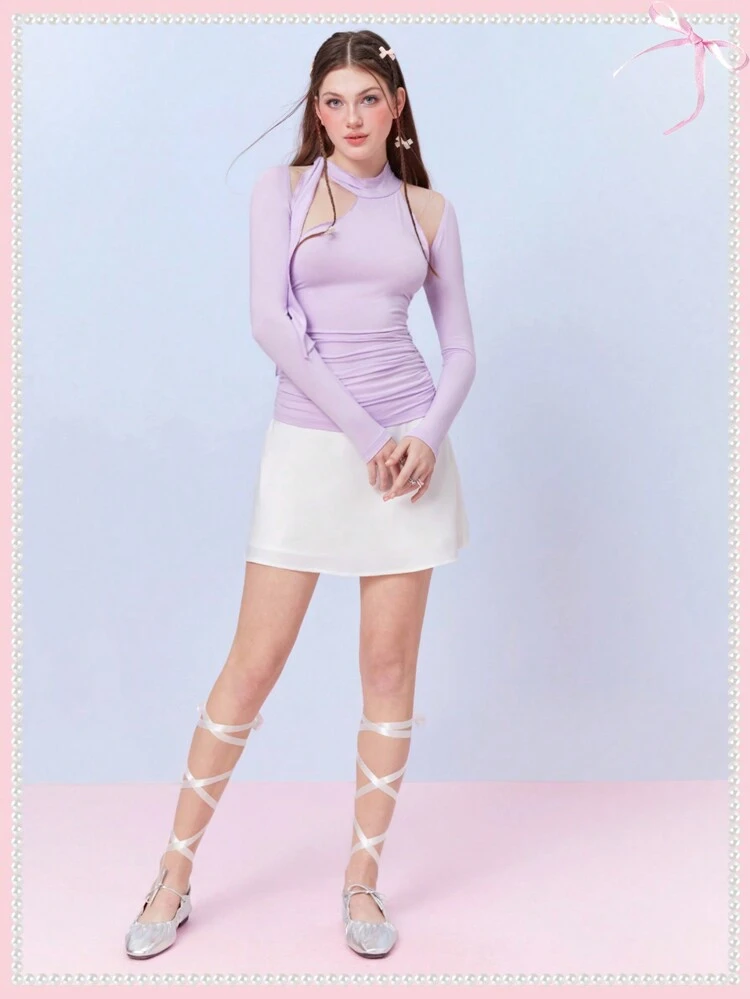 Strappy Hollow Out Pleated Top