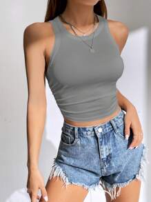 SHEIN EZwear 女式圓領側褶飾帶細節背心