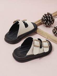 Children's Fashion Double-Row Square Buckle Slippers