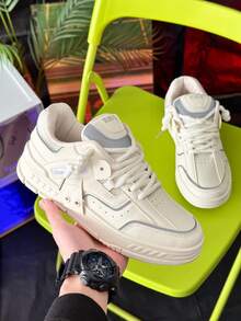 高品质男士时尚滑板休闲鞋，新款学生运动鞋 - 米色 - 查看 3