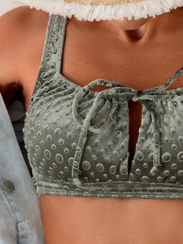 Women's Solid Color Jacquard Bikini Set Summer Beach